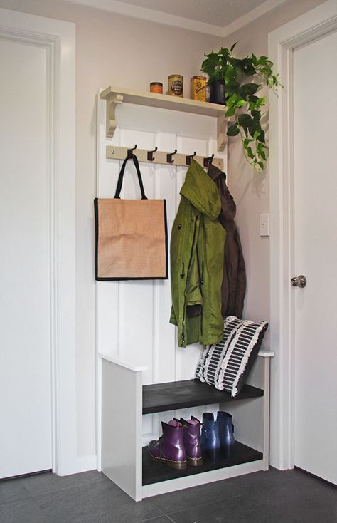 Coat Stand Diy, Coat Stand Hallway, Natural Stain Wood, Diy Coat, Hallway Designs, Coat Stand, Solid Wood Doors, External Doors, Coat Stands