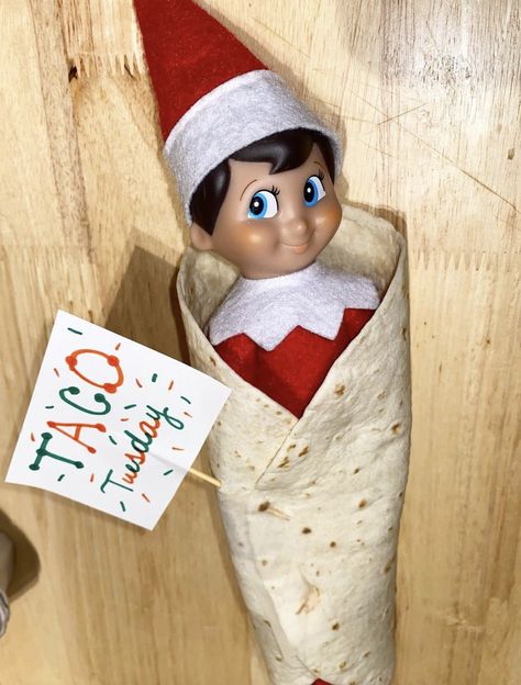 Easy Elf on the Shelf Ideas (35+ ideas) Elf On The Shelf Ideas For Lunchroom, Elf On The Shelf Ideas Taco Tuesday, Elf On Shelf Taco Tuesday, Taco Elf On The Shelf, Elf Taco Tuesday, Dental Elf On The Shelf Ideas, Elf On The Shelf Taco Tuesday, Taco Tuesday Elf On The Shelf, Elf On The Shelf Dental Office