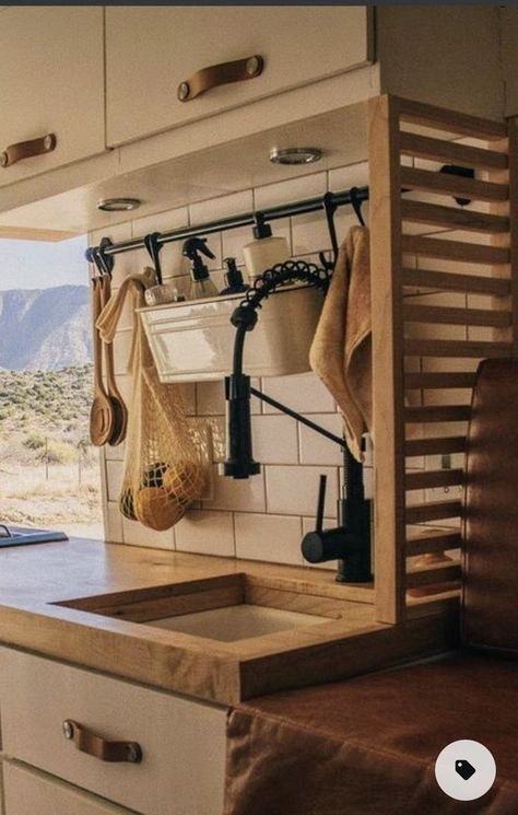 Van Trash Can Ideas, Van Life Interior Boho, Van Kitchen Ideas, Truck Camper Interior, Van Interior Design, Rangement Caravaning, Vanlife Kitchen, Caravan Renovation Diy, Van Kitchen