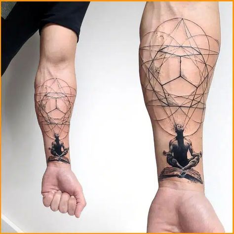 Top 100+Spiritual Tattoos - Unleash Your Inner Warrior with These Stunning Designs Balance Tattoo, Yoga Tattoos, Sacred Geometry Tattoo, Geometry Tattoo, Inspiration Tattoos, Geniale Tattoos, Spiritual Tattoos, Spine Tattoos, Papa Bear