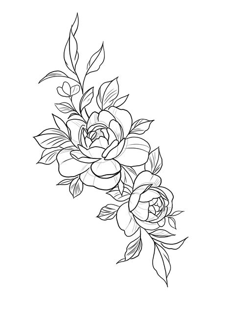 Rose And Vine Tattoo, Rose Outline Tattoo, Vine Tattoo, Elegant Food, Vine Tattoos, Calf Tattoo, Cute Coloring Pages, Tattoo Design Drawings, Tattoo Stencils