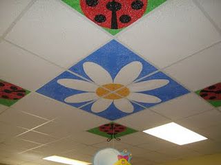 paint tiles neat idea Ceiling Tiles Painted School, Ceiling Tiles Art, Classroom Ceiling Decorations, Ceiling Tiles Painted, Celebrating Teachers, Small Kitchen Remodeling, Remodeling Small House, Laundry Room Makeovers, Classroom Ceiling