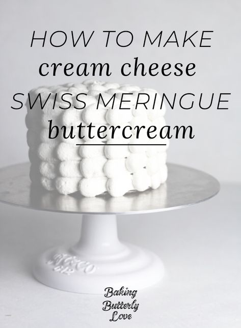 If you've ever wondered how to mix cream cheese with your swiss meringue buttercream, this recipe is for you! Cream Cheese Swiss Meringue Buttercream, Recipe For Cream Cheese, White Velvet Cakes, Meringue Frosting, Swiss Buttercream, Cream Cheese Buttercream, Make Cream Cheese, Icing Frosting, Cream Cheese Frosting Recipe