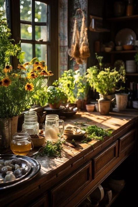 Homesteading Aesthetic Kitchen, Vintage Tips, Easter Magic, Witchy Kitchen, Cozy Nooks, Cottage Witch, Witchy Decor, Kitchen Witch, English Style