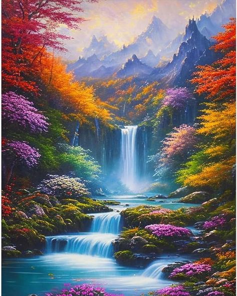 Amazon.com: Landscape paint by number for adults canvas,Waterfall Paint by Numbers for Adults Beginner,Colourful Acrylic Watercolor Paint by Number,DIY Oil Painting for Home Wall Decor Gifts ( 16 x 20inch ). Colorful Waterfall Painting, Canvas Painting Border Ideas, Waterfall Landscape Paintings Acrylic, Waterfall Paintings Easy, Waterfall Art Painting, Paintings Of Waterfalls, Nature Aesthetic Painting, Waterfall Painting Easy, Waterfall Painting Acrylic