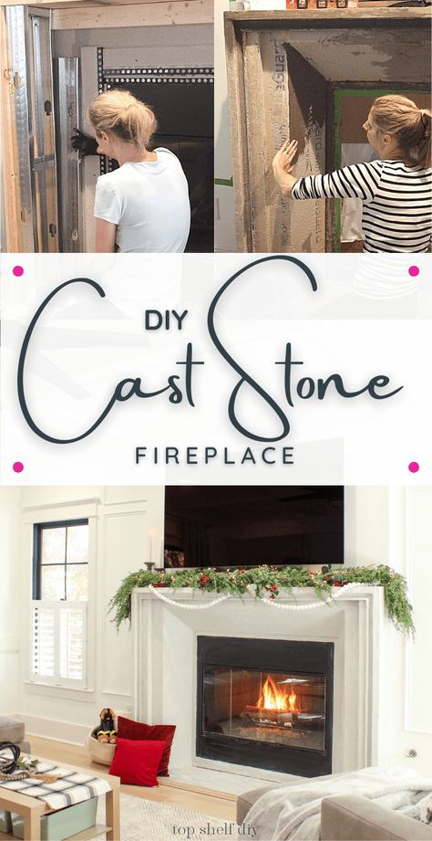 Diy Stone Fireplace Mantle, Fireplace Cast Stone, Plaster Mantel Fireplace, Faux Cast Stone Fireplace Surround, Faux Concrete Fireplace Surround, Cast Concrete Fireplace Surround, Diy Cast Stone Fireplace Surround, Faux Stone Fireplace Surround, Diy Cast Stone Fireplace