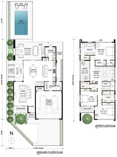 Barnhaus - Residential Attitudes Basement Design Ideas Layout House Plans, House Plans With Pool, Pool House Floor Plans, Australian House Plans, House Design Floor Plans, Design Floor Plans, Kitchen Library, House Plans Australia, Two Storey House Plans