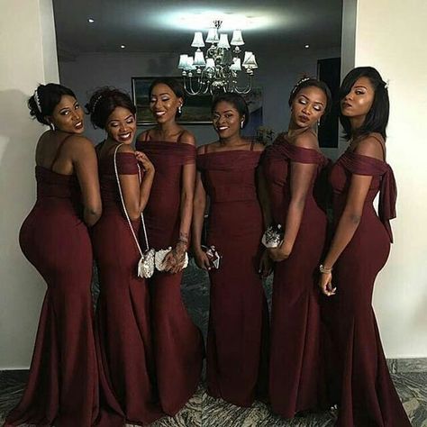 #tagthem ・・・ For make-up tutorials follow @darkskinwomen.makeup Bridesmaid Dresses Black Women, Bridesmaid Dresses Black, Brown Bridesmaid Dresses, Dresses Black Women, Satin Bridesmaid Dress, Mermaid Bridesmaid, Burgundy Bridesmaid, Bridesmaid Dressing Gowns, Cheap Bridesmaid