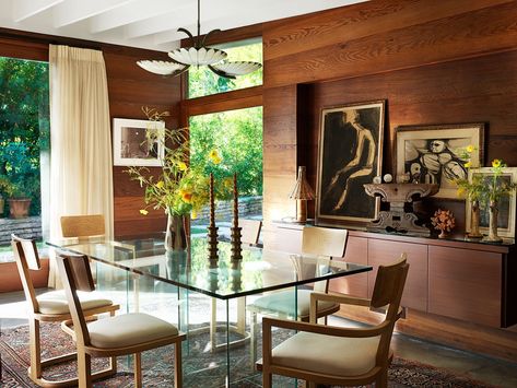 Dakota Johnson House, Valley House, Johnson House, Hollywood Homes, Glass Dining Table, Boho Interior, Celebrity Houses, Mid Century Modern House, Dakota Johnson