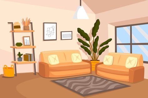 Home interior - background for video con... | Free Vector #Freepik #freevector #flat #flat-design #couch #illustration-background Background For Video, Living Room Vector, Living Room Illustration, Cozy Studio Apartment, Modern Apartment Living Room, House Elements, Victorian Living Room, Geometric Shapes Art, Living Room Background