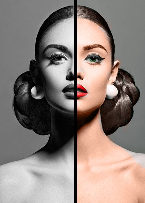 A Black And White Image COLORIZED! #photoshop #photo #color #blackandwhite #restoration Photographic Makeup, Black And White Makeup, Black And White Face, White Makeup, Editorial Hair, Creative Portrait Photography, Black And White Film, Halloween Makeup Looks, Photo Makeup