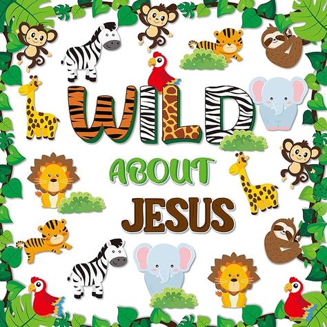 Amazon.com: 87Pcs Jungle Animals Leaves Bulletin Board Set for Back to School Classroom Wild Animal Cut-Outs Wild About Jesus Christian Wall Decals Decor Supplies for Chalkboard Church Preschool Forest Party : Office Products Leaves Bulletin Board, Safari Bulletin Boards, Jungle Bulletin Boards, Flower Bulletin Boards, Classroom Tree, Holiday Bulletin Boards, Christian Wall Decals, Christian Classroom, Jungle Theme Classroom