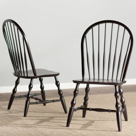 Sunset Trading Sunset Selections Windsor Spindleback Dining Chair in Antique Black - Set of 2 | Hayneedle Dining Decor Ideas, Colonial Bedroom, Table Trends, Spindle Chair, Windsor Dining Chairs, Antique Dining Chairs, Spindle Dining Chair, Farmhouse Dining Chairs, Black Dining Chairs