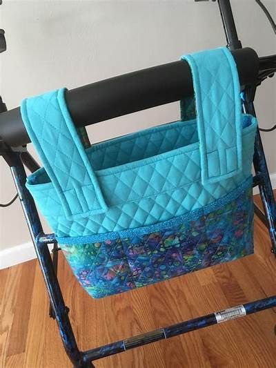 Walker Bag Pattern Free Get Instructions For How To Make A Walker Or ... Walker Bag Tutorial, Walker Caddy, Walker Bags, Nursing Home Gifts, Redwork Patterns, Homemade Bags, Wheelchair Bags, Walker Accessories, Wheelchair Cushions