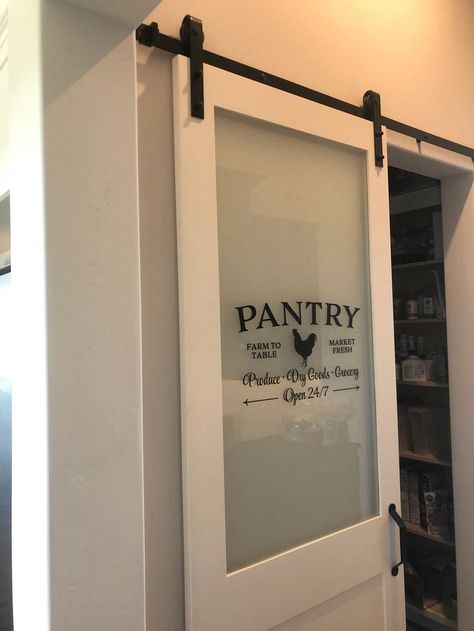 Pantry Farm to Table Market Fresh Produce Dry Goods Grocery | Etsy Glass Door Wall, Hymn Quotes, Suede Paint, Glass Pantry Door, Market Table, Word Collage, Water Closet, Farm To Table, Door Decals