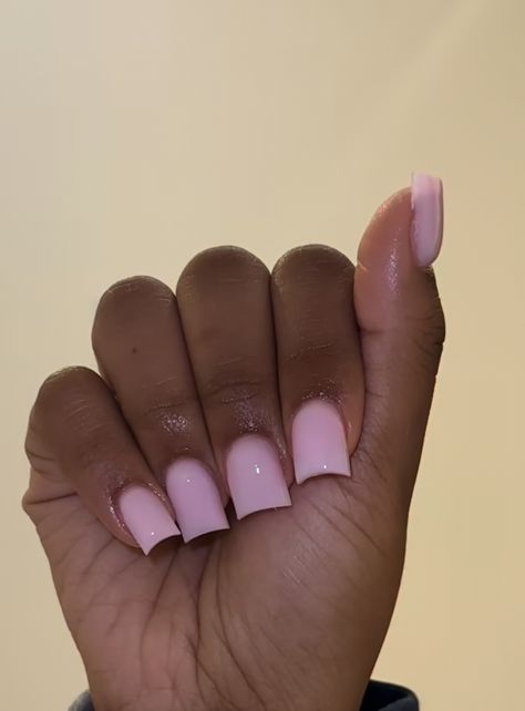 Short Pink Powder Nails, Soft Pink Short Square Nails, Light Pink Nails On Black Women, Plain Jane Nails, Pink Ish Nails, Regular Pink Nails, Simple Color Nails Acrylic, Short Natural Pink Acrylic Nails, Short Nails Inspo Acrylic