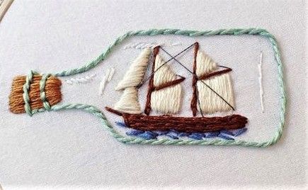 Sealife Embroidery, Sailing Embroidery, Sea Embroidery, Diy Embroidery Flowers, Nautical Embroidery, Embroider Ideas, Basic Hand Embroidery Stitches, Embroidery Sweater, Embroidery On Clothes