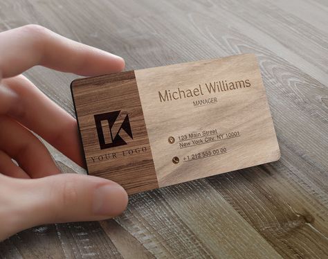 Excited to share the latest addition to my #etsy shop: Personalized Wood Laser Cut Business Card, Custom Wooden Business Card, Personal Card, Busineess Card with Logo, Laser Cut Wood Card https://etsy.me/3GXKZds #giftforher #giftforhim #personalizedgift #uniquegiftforh Cool Business Cards Creative Ideas, Latest Visiting Card Design, Business Card Personal, Laser Cut Business Cards, Company Card, Wooden Business Card, Wood Business Cards, Construction Business Cards, Wood Logo