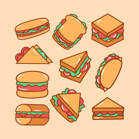 Sandwich Doodle Illustration Pack Sandwich Doodle, Sandwich Drawing, Food Doodles, Beautiful Logos Design, Logo Design Art, Make Your Logo, Beautiful Logos, Doodle Illustration, Graphic Design Studios