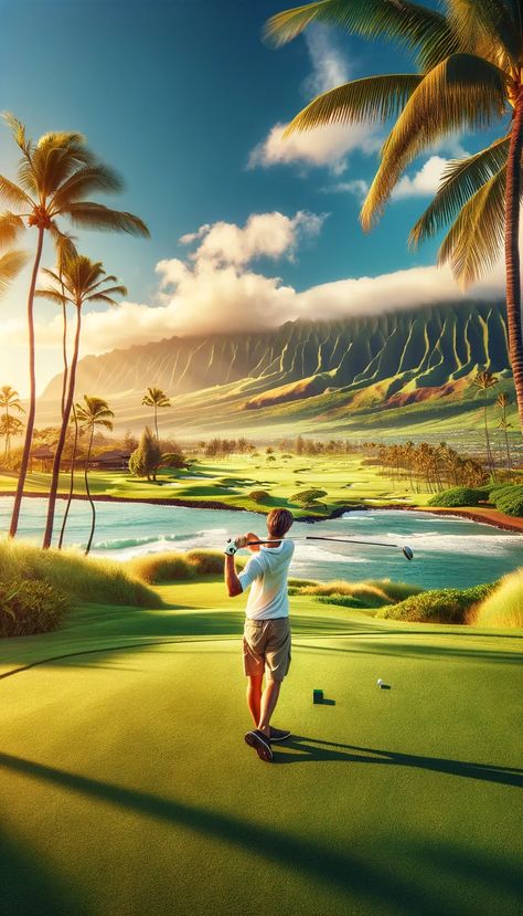 Discover Hawaii's most enchanting golf courses! From Oahu's prestigious Waialae Country Club to the tropical splendor of the Royal Hawaiian Golf Club, Hawaii offers breathtaking landscapes for every golfer. Whether you're up for a challenge at Ko'olau Golf Club or seeking serenity at Ala Wai Golf Course, find your perfect paradise tee-off. Embrace the Aloha spirit on these world-class greens for an unforgettable golfing adventure! #GolfingInHawaii #TropicalTeeOff #HawaiiGolfCourses 🏌️‍♂️🌴🌊 Hawaii Golf Courses, Golf Landscape, Tropical Artwork, Top Golf Courses, Golf Vacations, Aloha Spirit, Polynesian Culture, Top Golf, The Paradise