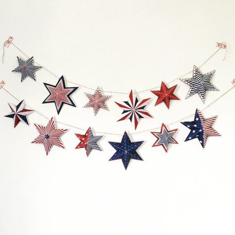 4th of July Banner 4th of july decorations Printable 4th of july garland, patriotic decor, red white and blue garland. Super Easy Crafts For Kids, Stars Banner, 4th Of July Banner, Easy Craft For Kids, Fourth Of July Decorations, Paper Decoration, Star Banner, 4th Of July Celebration, 4th Of July Decorations