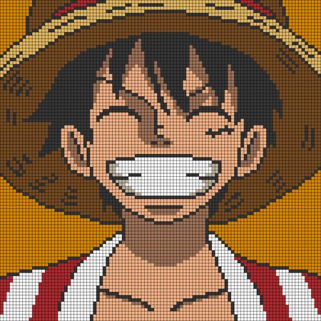 Pixel Art Pattern One Piece, One Piece Alpha Pattern, Anime Pixel Art Minecraft, Anime Alpha Pattern, Anime Pixel Art Grid, Pixel Art Pattern Anime, Anime Cross Stitch Patterns, Alpha Patterns Anime, Pixel Art Manga