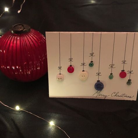 Buttons on cards | Etsy Hanging Christmas Balls, Button Christmas Cards, People Smile, Christmas Card Crafts, Christmas Gift Card, Christmas Packaging, Button Cards, Merry Christmas Card, Cards Christmas