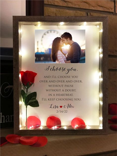 Personalized Anniversary Gift. Lighted Shadow Box. Add any text, photos. Gift for him, her. Gift for girlfriend, boyfriend. Lighted Shadow Box, Romantic Dinner Decoration, Boyfriend Crafts, Custom Shadow Box, Cute Couple Gifts, Personalized Anniversary Gifts, Christmas Gifts For Girlfriend, 1 Rose, Valentines Gifts For Boyfriend