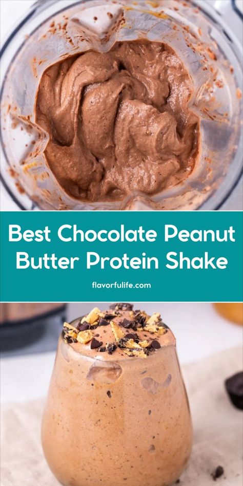 ry the best chocolate peanut butter protein shake for a delicious and filling treat. This peanut butter chocolate protein smoothie is easy to make with protein powder and frozen banana. Whether you’re looking for a healthy option for breakfast or something to enjoy after a workout, this recipe has you covered. Chocolate Protein Powder Smoothie, Chocolate Protein Smoothie Recipes, Frozen Smoothie Recipes, Chocolate Peanut Butter Protein Shake, Peanut Butter Cup Smoothie, Protein Powder Smoothie Recipes, Protein Powder Recipes Shakes, Peanut Butter Banana Smoothie Recipe, Healthy Protein Shake Recipes