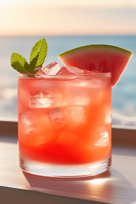 This image showcases a delicious Watermelon Sour Cocktail, blending watermelon juice, bourbon, and lemon juices, topped with mint. Perfect for summer get-togethers, it embodies a vibrant mix of refreshing flavors. Fresh Watermelon Juice, Sour Cocktails, Perfect Watermelon, Easy To Make Cocktails, Watermelon Drink, Sour Cocktail, Fresh Watermelon, Watermelon Juice, Cocktail Making