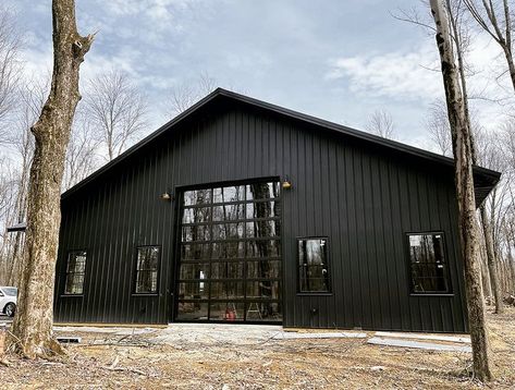 #barndominium hashtag on Instagram • Photos and Videos Black Pole Barns, Steel Garage Buildings, Huge Garage, Metal Pole Barns, Metal Garage Buildings, Pole Barn Garage, Metal Building House Plans, Black Houses, Farm Shed