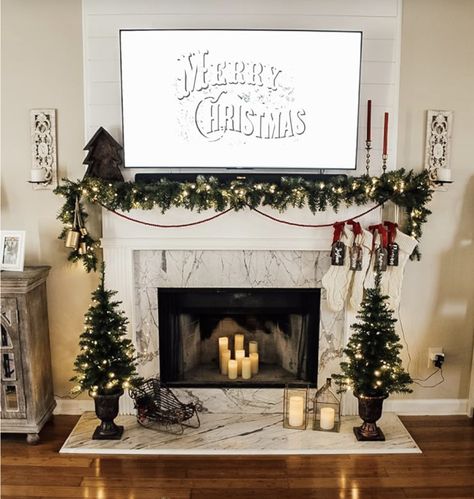 Fireplace Decorations With Tv, Mantle Christmas Decor Ideas With Tv, Christmas Fireplace Decorations With Tv, Christmas Mantle With Tv, Mantel With Tv Decorating Ideas, Mantle With Tv Decor, Christmas Mantle Decor With Tv, Mantle With Tv, Mantle Christmas Decor Ideas