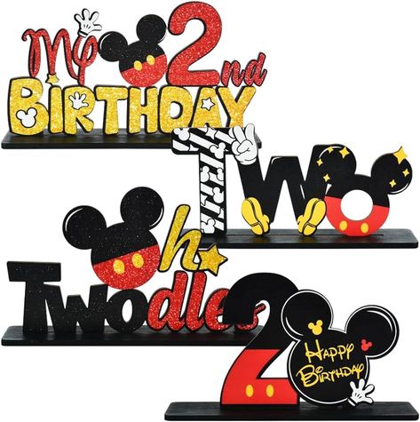 Two Years Old Birthday, 2nd Birthday Decorations, Mickey Mouse Birthday Decorations, Twodles Birthday, Mickey Mouse Clubhouse Birthday Party, Minnie Birthday Party, Mickey Mouse Theme, Mickey Mouse Clubhouse Birthday, Birthday Party Centerpieces