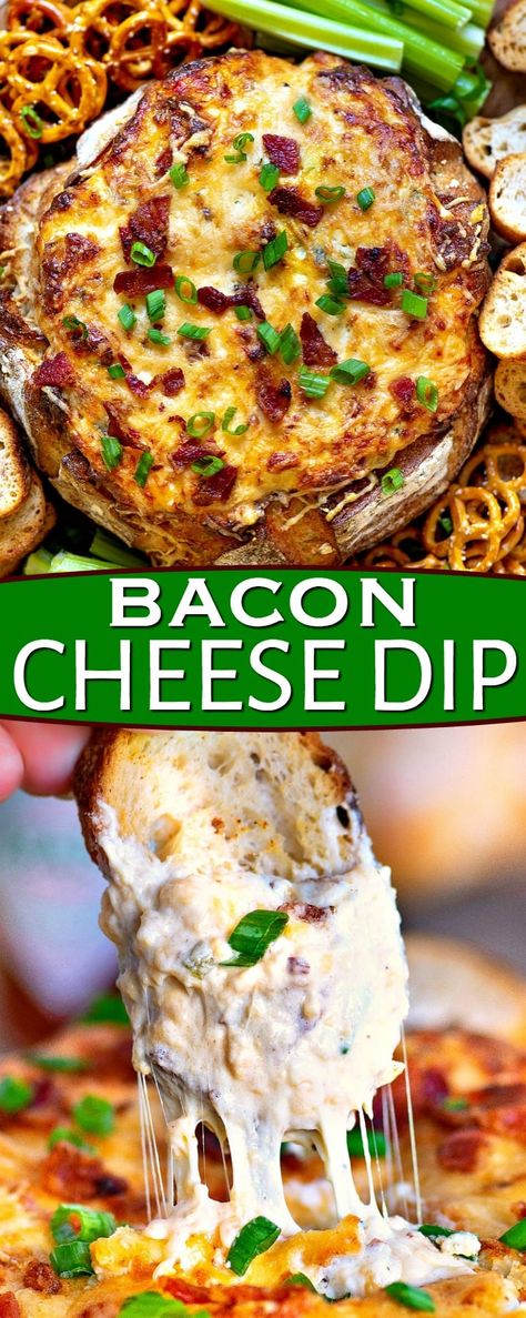 Bacon Cheese Dip Recipes, Creamy Cheese Dip, Bacon Cheese Dip, Baked Bacon Wrapped Chicken, Different Types Of Cheese, Bacon Cheese Dips, Mom On Timeout, Cheese Dip Recipes, Baked Bacon