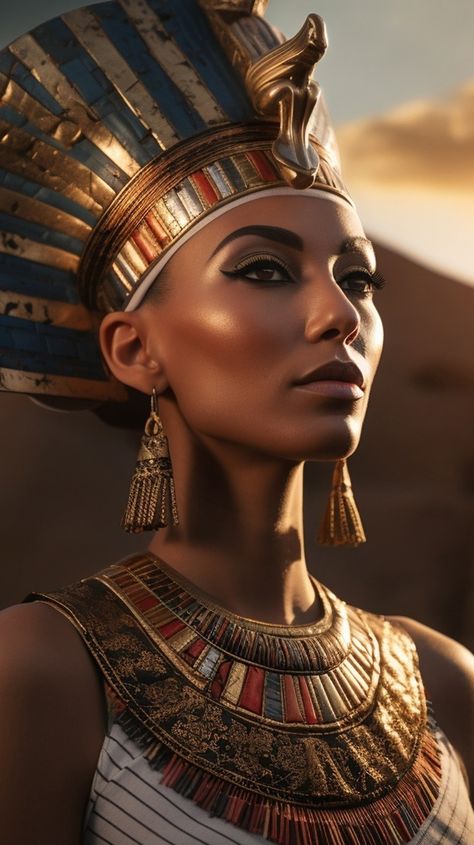 Nefertiti Art, Egyptian Kings And Queens, Goddess Of Egypt, Egyptian Goddess Art, Starověký Egypt, Egypt Concept Art, Egyptian Queen Nefertiti, Gods Of Egypt, Egyptian Beauty