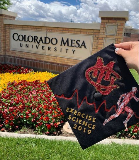 Graduation Cap Designs Exercise Science, Exercise Science Graduation Cap, Science Graduation Cap, College Grad Pics, Exercise Science, Grad Cap Designs, Exercise Physiology, Graduation Cap Ideas, Grad Photoshoot