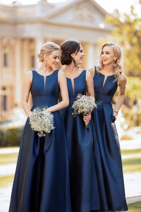 Colour Bridesmaid Dresses, Scoop Neck Bridesmaid Dress, Sorella Vita Bridesmaid Dresses, Cheap Bridesmaid Dresses Online, Winter Bridesmaids, Winter Bridesmaid Dresses, Blue Suits, Navy Blue Bridesmaid Dresses, Simple Bridesmaid Dresses