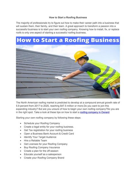 The majority of professionals try to figure out how to make their career path into a business that will sustain them, their family, and their team. A great approach to transform a passion into a successful business is to start your own roofing company. Knowing how to install, fix, or replace roofs is only one aspect of starting a successful roofing business. Business Necessities, Roof Problems, Roofing Business, Business Bank Account, Roofing Company, Roofing Companies, Opening A Business, Team A, Roofing Services