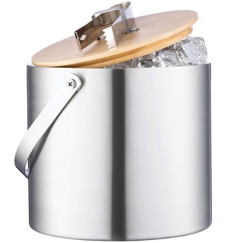 Double- Wall Stainless Steel Insulated Ice Bucket With Lid and Ice Tong - [3 Liter] Chilled Beer, Wine Ice Bucket, Ice Tongs, Home Bars, Coffee And Espresso Maker, Wedding Showers, Wine Refrigerator, Wine Chillers, Kitchen Supplies