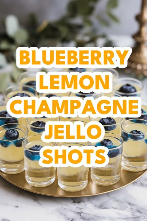 A photo of a  Blueberry Lemon Champagne Jello Shots a New Years Champagne Jello Shots New Years Champagne, Champagne Shots, Champagne Jello, Best Jello Shots, Champagne Jello Shots, Cheers To The New Year, Jello Shot, Jello Shot Recipes, Jello Shots