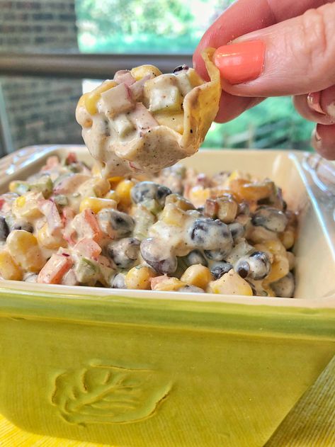 Creamy Corn And Black Bean Dip, Tostitos Scoops Appetizers, Black Bean Salsa Dip, Bean Salsa Dip, Black Bean Dip Recipe, Black Bean Salsa Recipe, Bean Salsa Recipe, Tostitos Scoops, Corn Bean Salsa