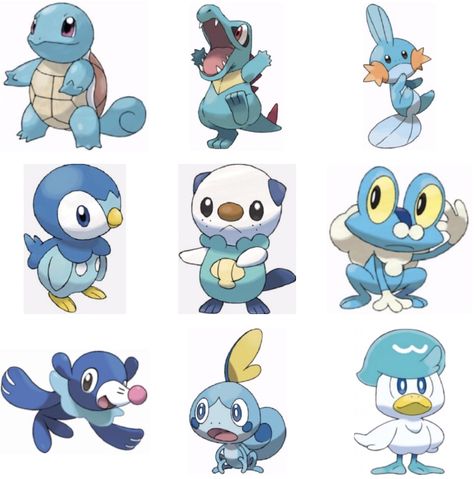 Water Starters Pokemon, Pokemon Water Starters, Pokemon Water Type, September Bujo, Water Pokemon, Sewing Soft Toys, Pokémon Fanart, Starter Pokemon, Water Type Pokemon