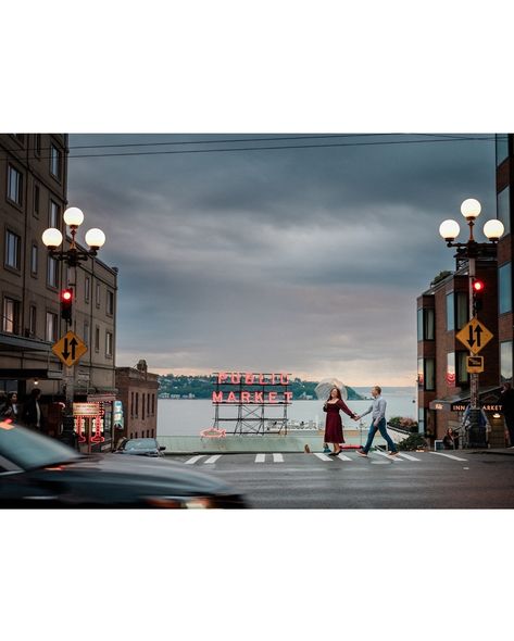 seattle date night engagement - pike place market edition! 🏙️ 🥂♥️ can’t wait to shoot their wedding day later this year! congrats r & c! #washingtonengagement #pnwengagement #seattleengagement #weddingphotography #weddingpictures #seattle #olympiaweddingphotographer #seattleweddingphotographer #wa #washington #pnwweddingphotographer #tacomaweddingphotographer #washingtonweddingphotographer #seattle #weddinginspiration #authenticonly #seattleweddingphotography #weddingwire #tietheknot ... Seattle Engagement Photos, Night Engagement, Seattle Photos, Seattle Photography, Seattle Wedding Photography, Public Market, Pike Place Market, Engagement Photo Locations, Downtown Seattle