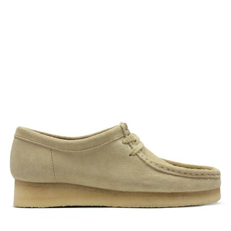 Wallabee Maple Suede - Clarks® Shoes Official Site | Clarks Wallabees Outfit Womens, Wallabees Outfit, Leather Shoe Care, Clarks Wallabee, Shoe Care Kit, Clarks Wallabees, Boots Accessories, Trendy Sandals, Casual Trainers