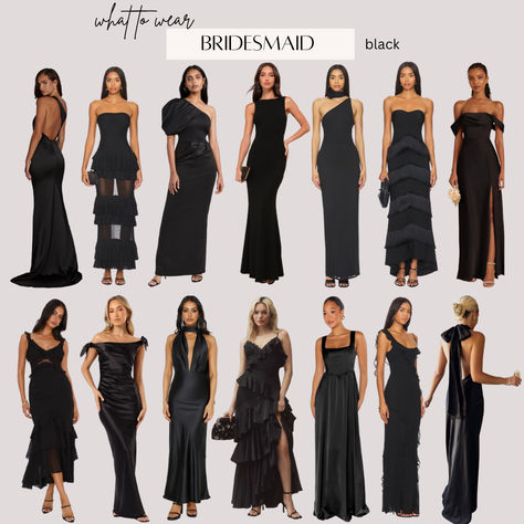 Shop the selection of black dresses and gowns perfect for bridesmaid dress or wedding guest dress. Bridesmaids In Different Black Dresses, Unique Black Bridesmaid Dress, Black Spring Bridesmaid Dresses, Over The Top Bridesmaid Dresses, Black And Brown Bridesmaid Dresses, Mixed Black Bridesmaid Dresses, Mismatch Black Bridesmaids Dresses, Different Black Bridesmaid Dresses, Black Bridesmaid Dress For Spring