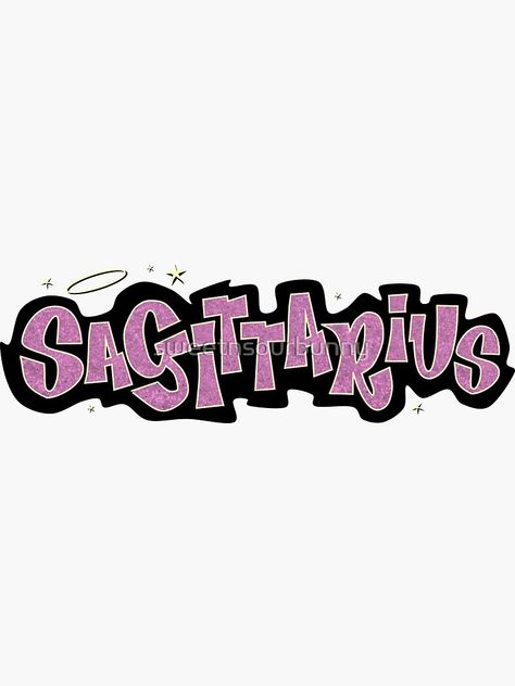 "sagittarius bratz style - iconic pink glitter font logo cute y2k aesthetic" Sticker by sweetnsourbunny | Redbubble Pink Sagittarius Aesthetic, Bratz Aesthetic Wallpaper Laptop, Y2k Aesthetic Paintings, Y2k Pink Symbols, Y2k Aesthetic Design, Bratz Font, Estilo Bratz, Sagittarius Sticker, Sagittarius Aesthetic