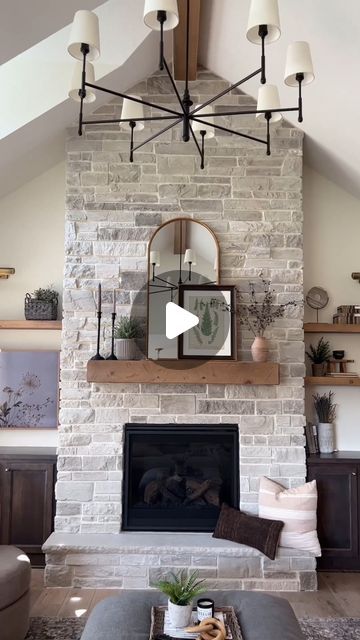 Cultured Stone on Instagram: "Create the cozy fireplace you've always dreamed of with #CulturedStone 💭  - Pictured: Wheaton | Country Ledgestone Designer/Video Credit: @prairie.homes" Country Ledgestone Wheaton, Wheaton Country Ledgestone, Stone Fireplace With Mantle, Flagstone Fireplace, Cultured Stone Fireplace, Ledgestone Fireplace, Austin Stone, Cottage Fireplace, House Planning