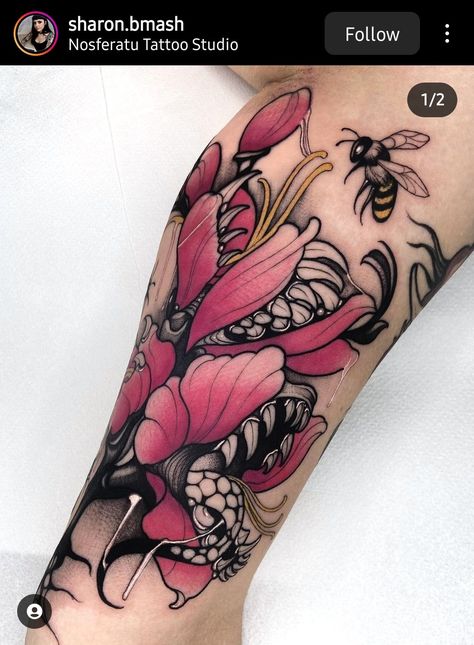 Tooth Tattoo, Neo Tattoo, Line Tattoo Ideas, Abstract Tattoos, Traditional Tattoo Flowers, Theme Tattoo, Leg Tattoos Women, Tattoo Style Drawings, Line Tattoo