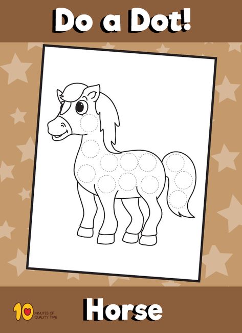 Dot Activity Animals - Horse Horse Dot Painting, Horse Activities For Preschool, Horse Activities For Kids, Quick Kids Crafts, Dot Activities, Animals Horse, Pets Preschool Theme, Easy Toddler Activities, Horses Theme