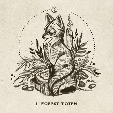 Foxtober day 1 - Forest totem 🌿 . . . #forest #woods #illustration #nature #drawing #cute #illustration #foxtober #foxtotem #FoxInktober #foxtober2024 #fox #wooden Totem Drawing, Woods Illustration, Personal Tattoos, Fox Totem, Fox Tattoo Design, Illustration Nature, Fox Tattoo, Forest Illustration, Nature Drawing